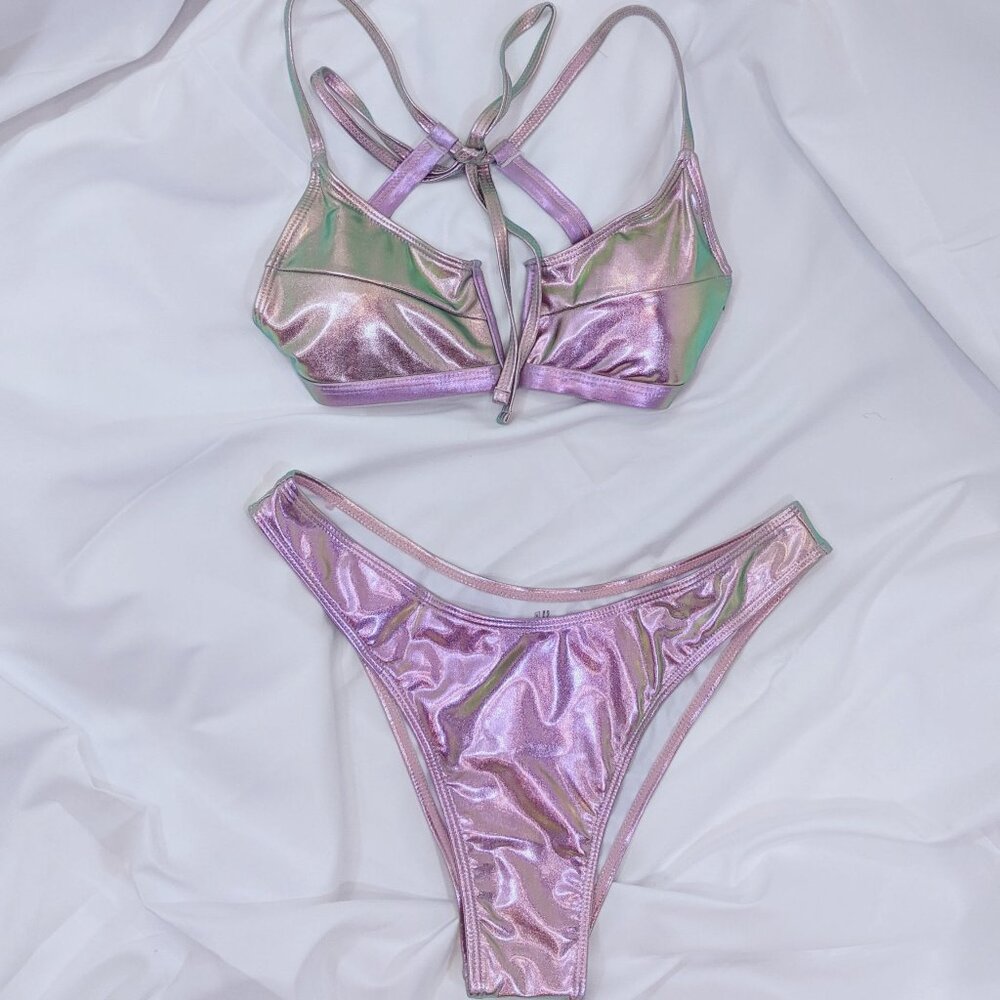 Metallic pink bikini